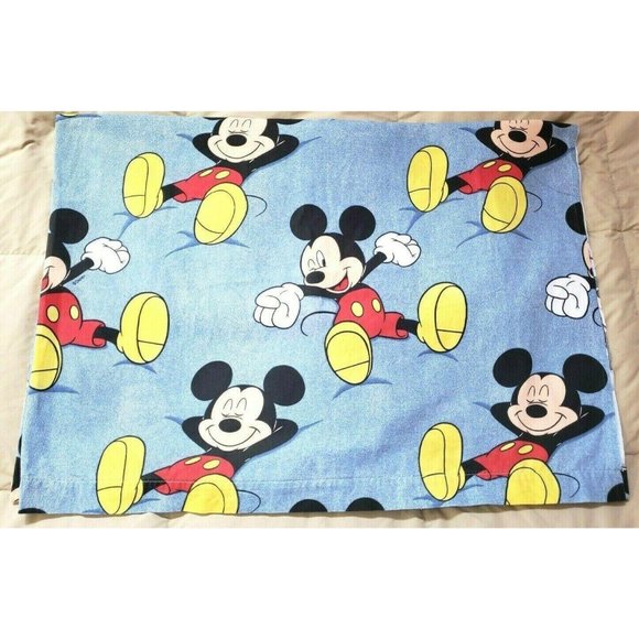 Vintage Disney Mickey Mouse Yawning Twin Flat Bed Sheet Kids Bedding Bedroom